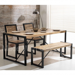 Harbour Wood Large Dining Table With Small Bench and Chairs